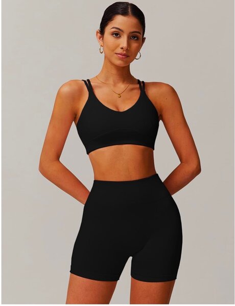 Women Workout Sets 2 Piece Cross Back Sports Bras Matching H