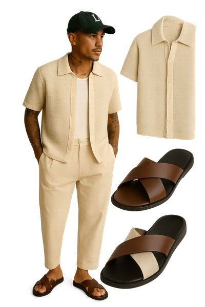 Sandales en cuir marron pour homme