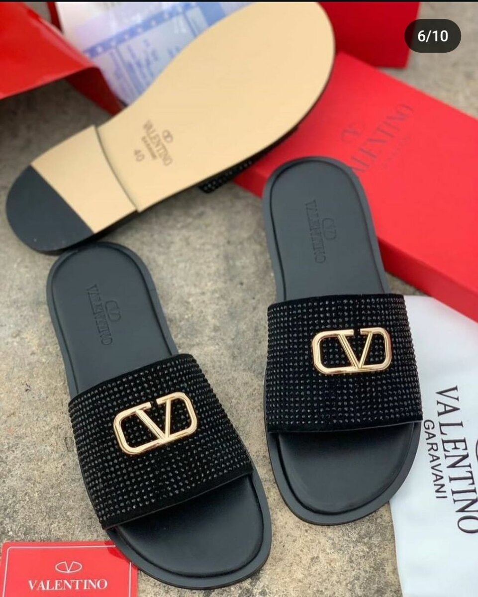 Men leather branded slippers