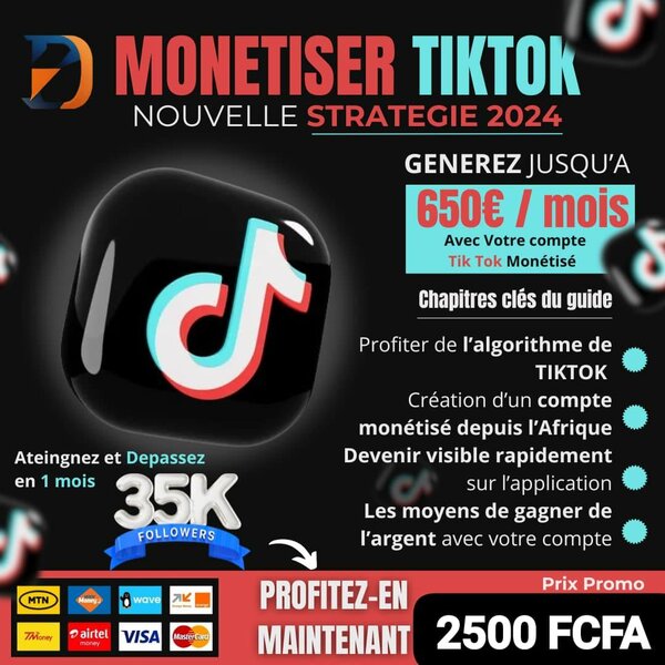 TikTok Monétisation  Votre succès commence ici pour 2 500 F