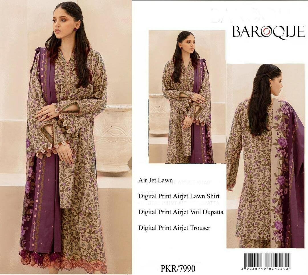 Women's stylish long suit set three-piece digital printed in