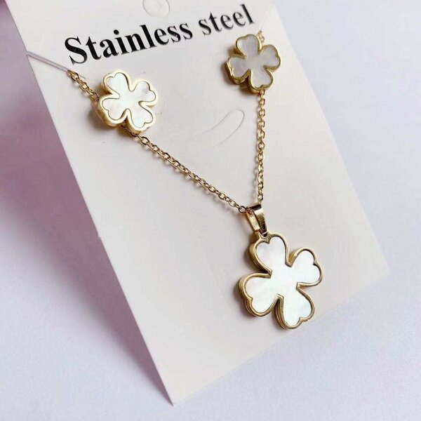 Ensemble Bijoux Trèfle Acier Inoxydable