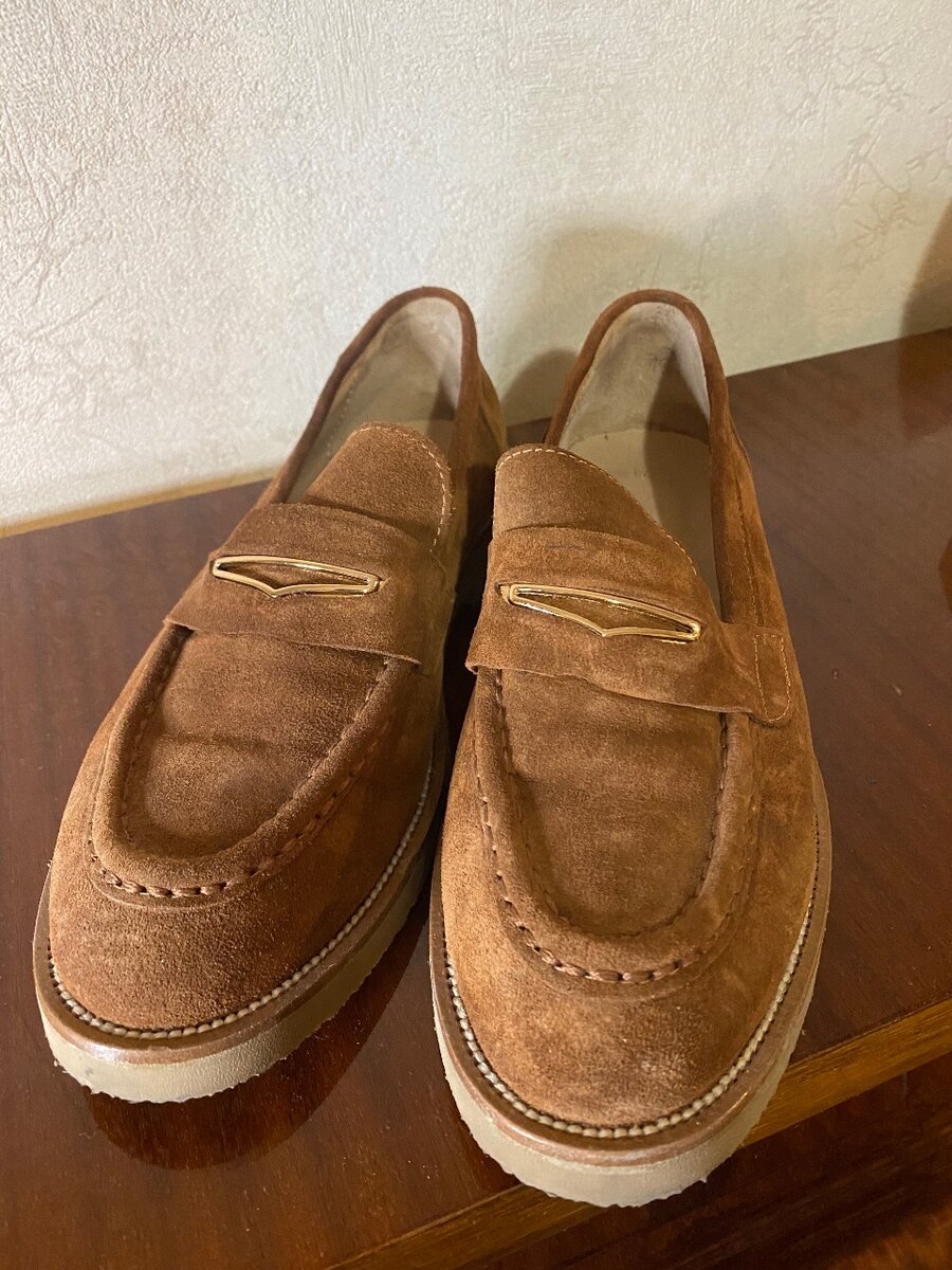 Женские лоферы из натуральной кожи(замша).