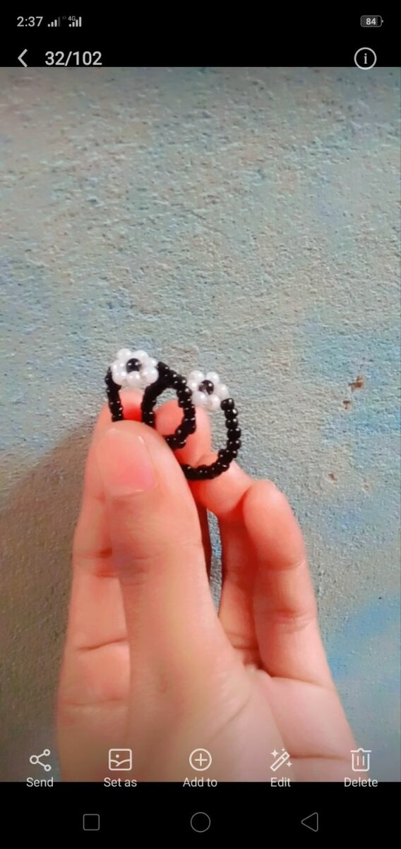 Beaded flower ring