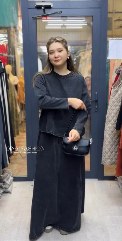 двойка костюм , кофта + юбка ( боковой карман , рабочий )