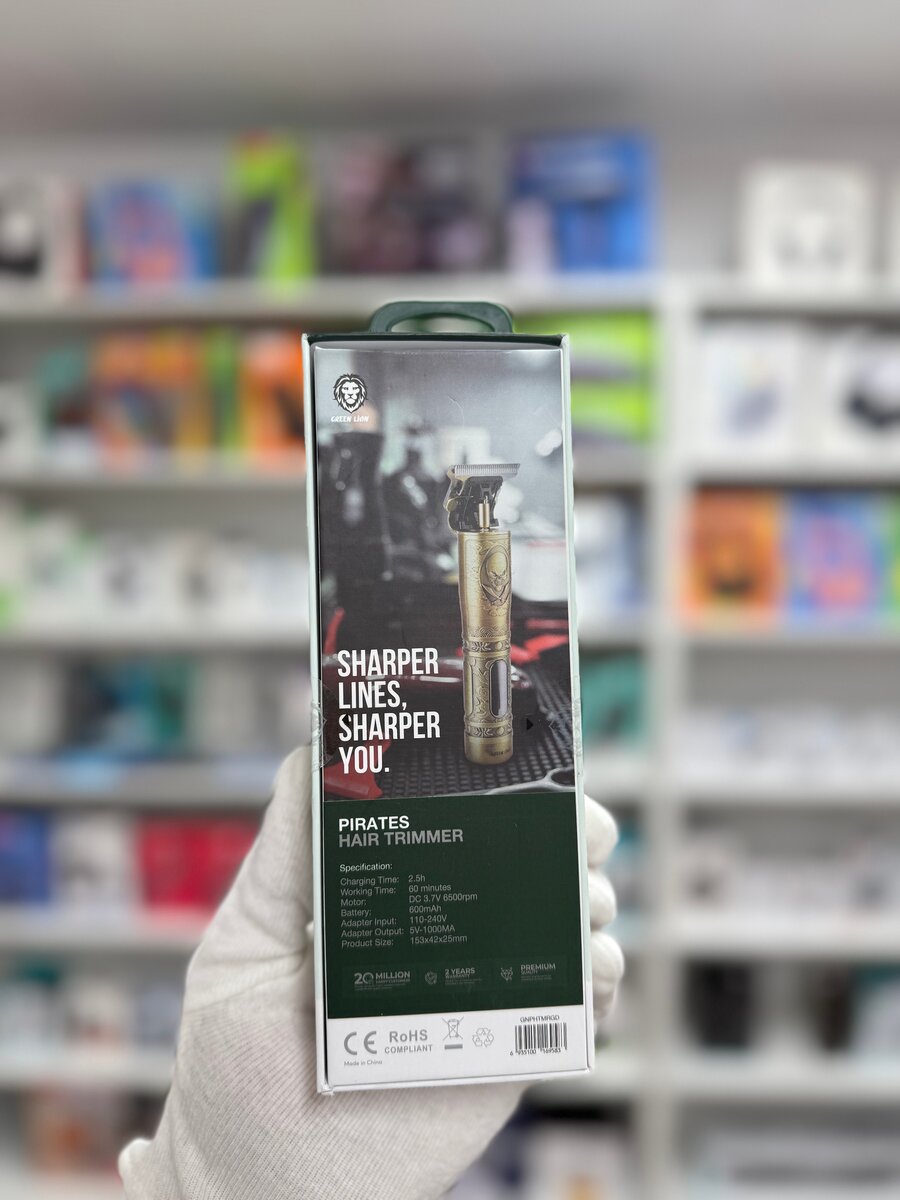 Триммер для волос Green Lion Pirates с 3 насадками, 600 мАч,