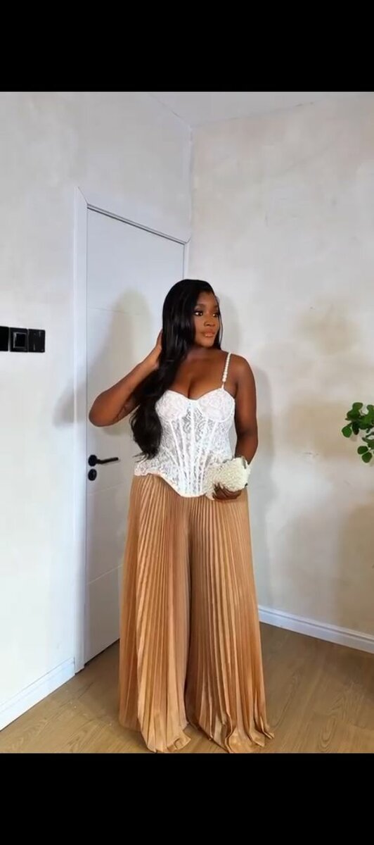 Pantalon Palazzo Plissé Élégant