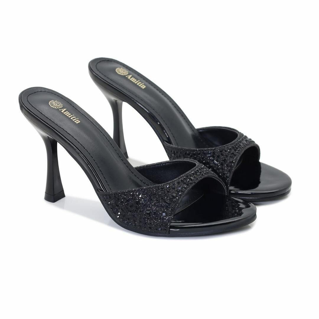 Mules à talons avec strass