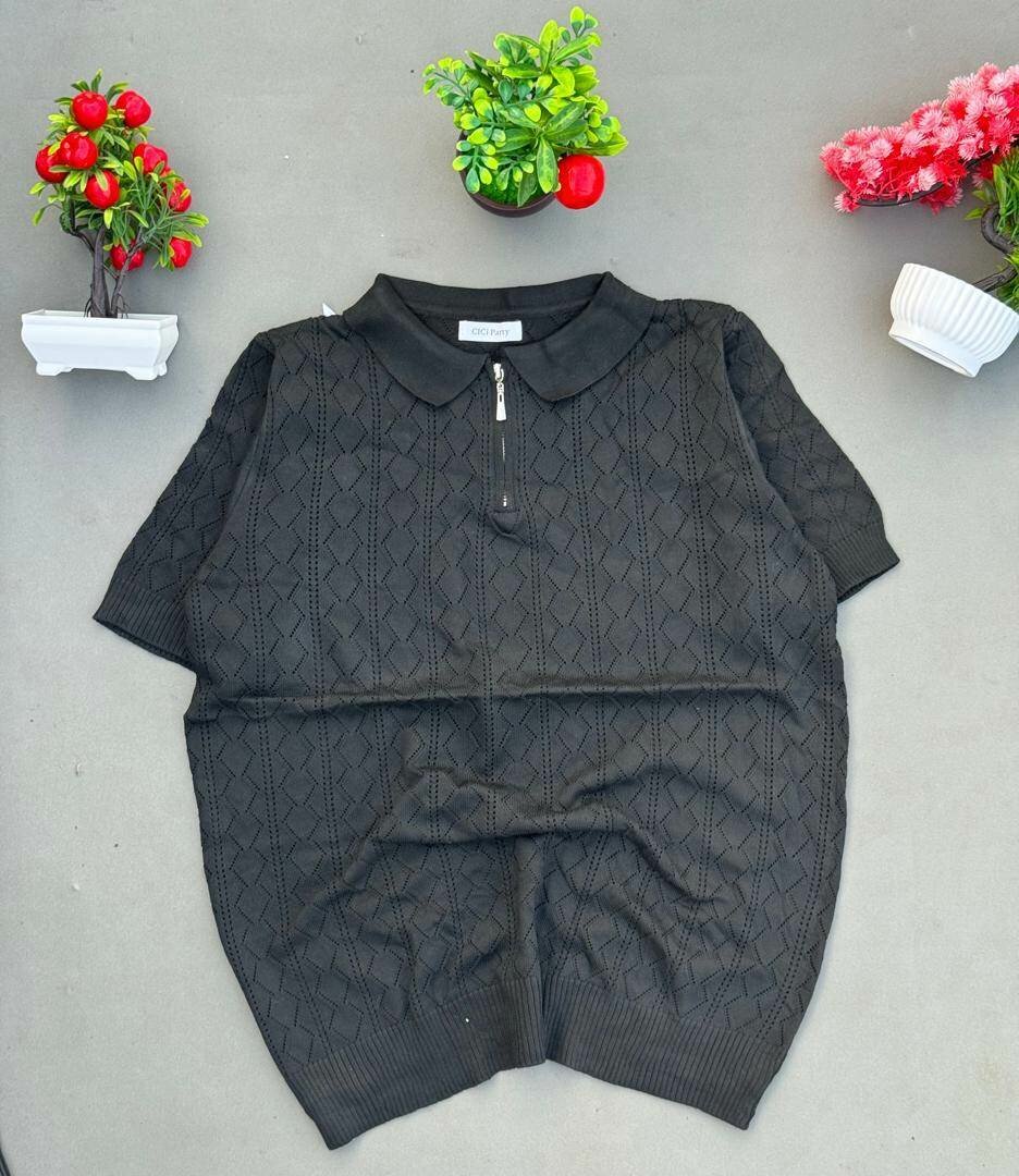 Pull tricoté à col polo