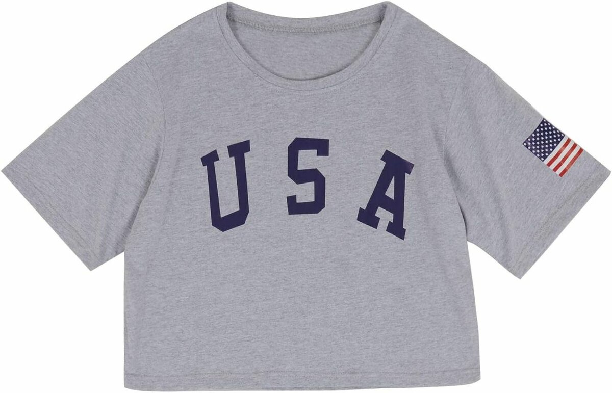 USA Letter Print  Crop Top