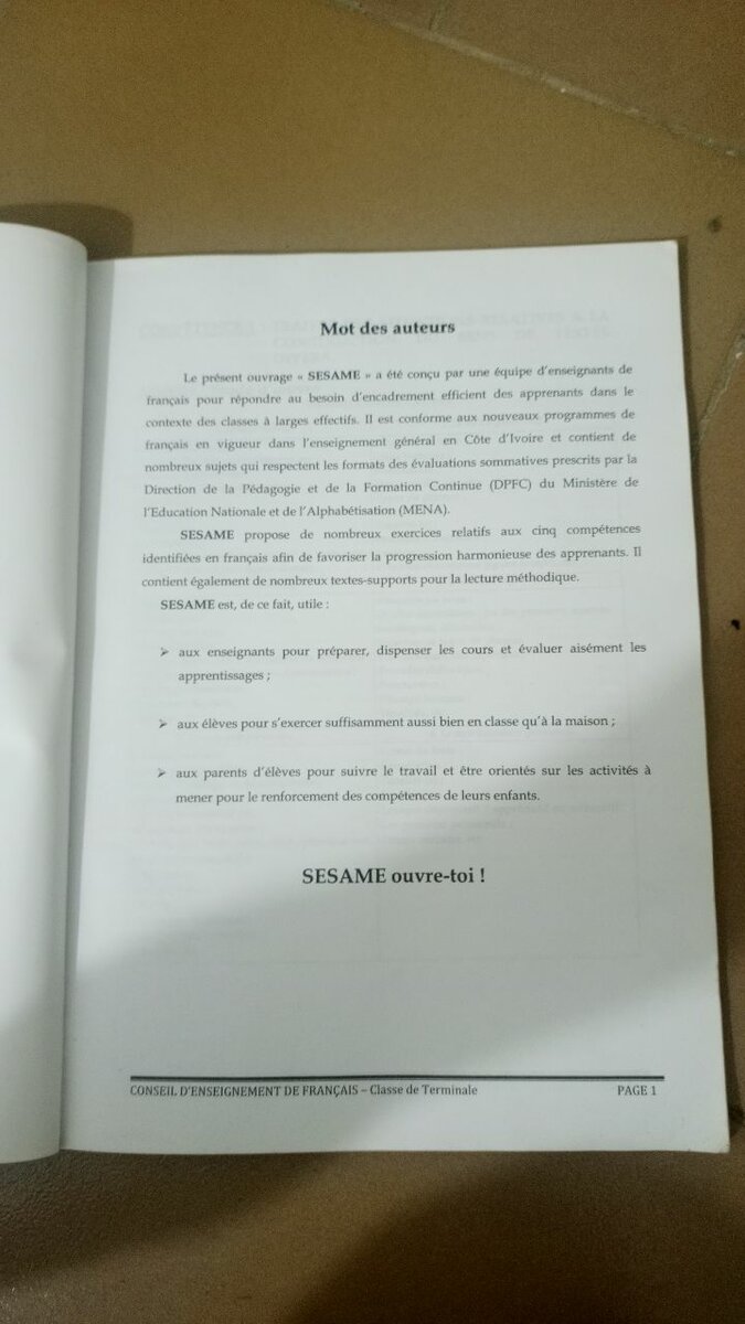 Manuel Sésame Français