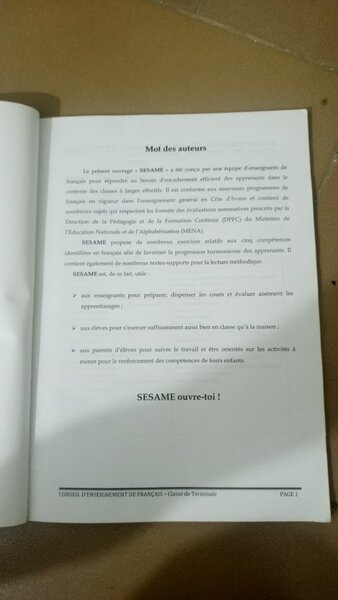 Manuel Sésame Français