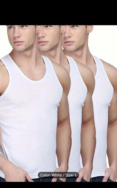 White 3 piece singlet set for men