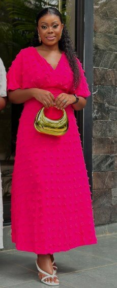 Maxi dress bright pink, elegant, size s-2xl