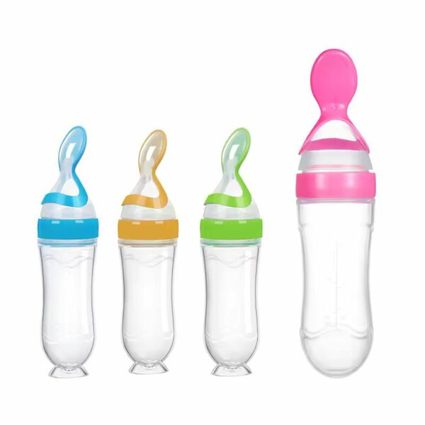 90ml Silicone Baby Spoon Feeder Feeding Bottle with Spoon