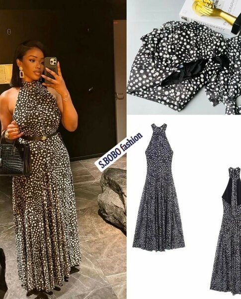 Polka Dot Halter Maxi Dress