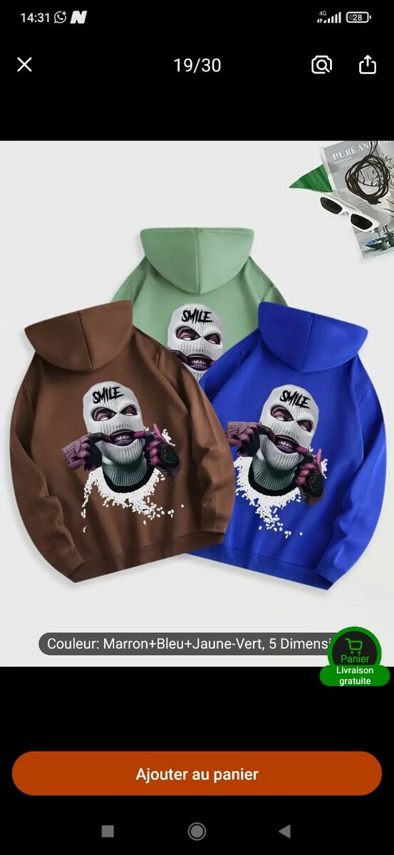 Sweat à capuche streetwear imprimé