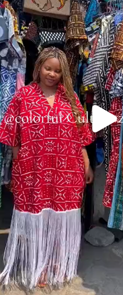 Women's dress with print and fringe