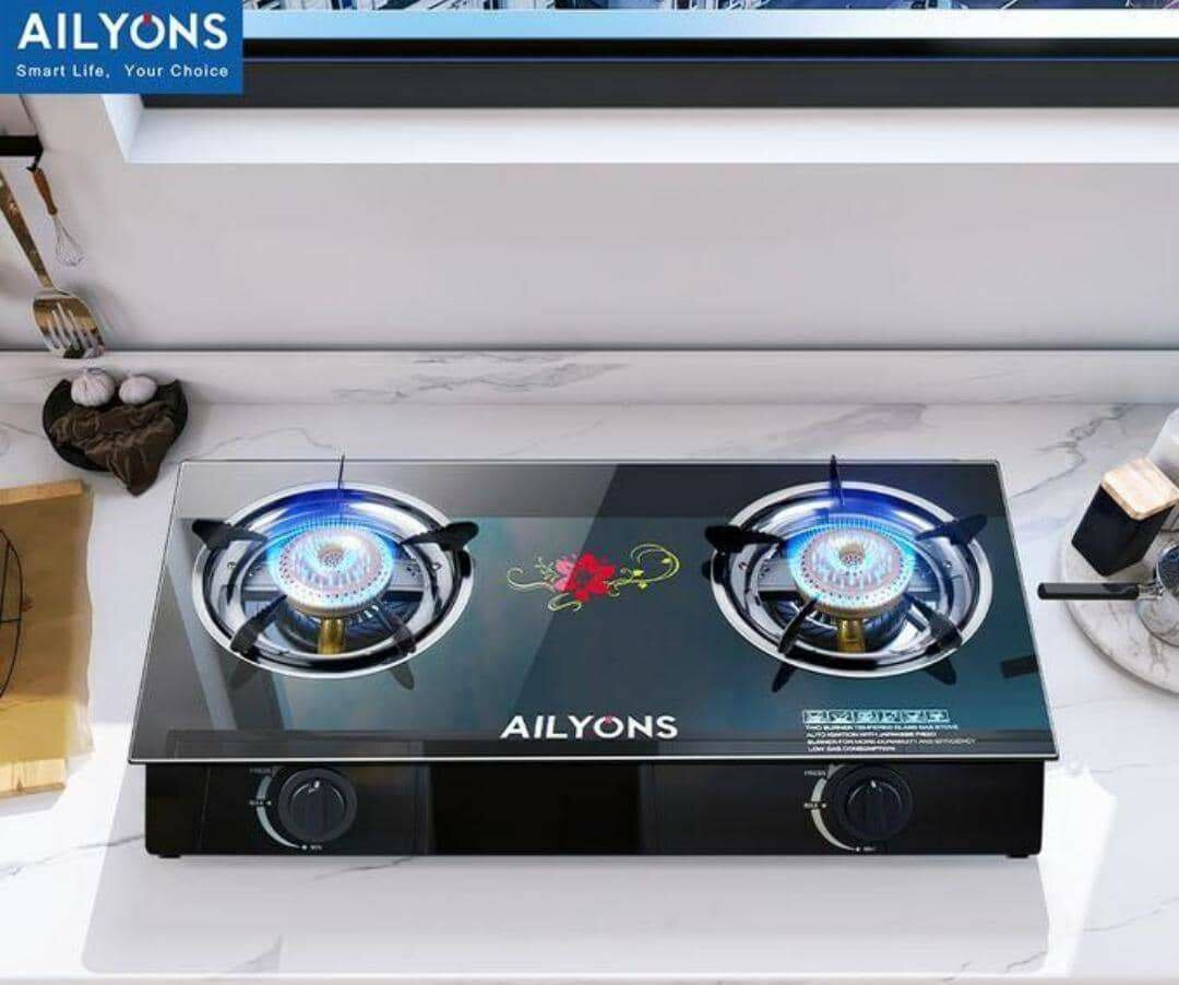 Ailyons 2 in 1 auto ignition strong surface glass burner