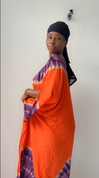 Robe Caftan Orange Tie-Dye