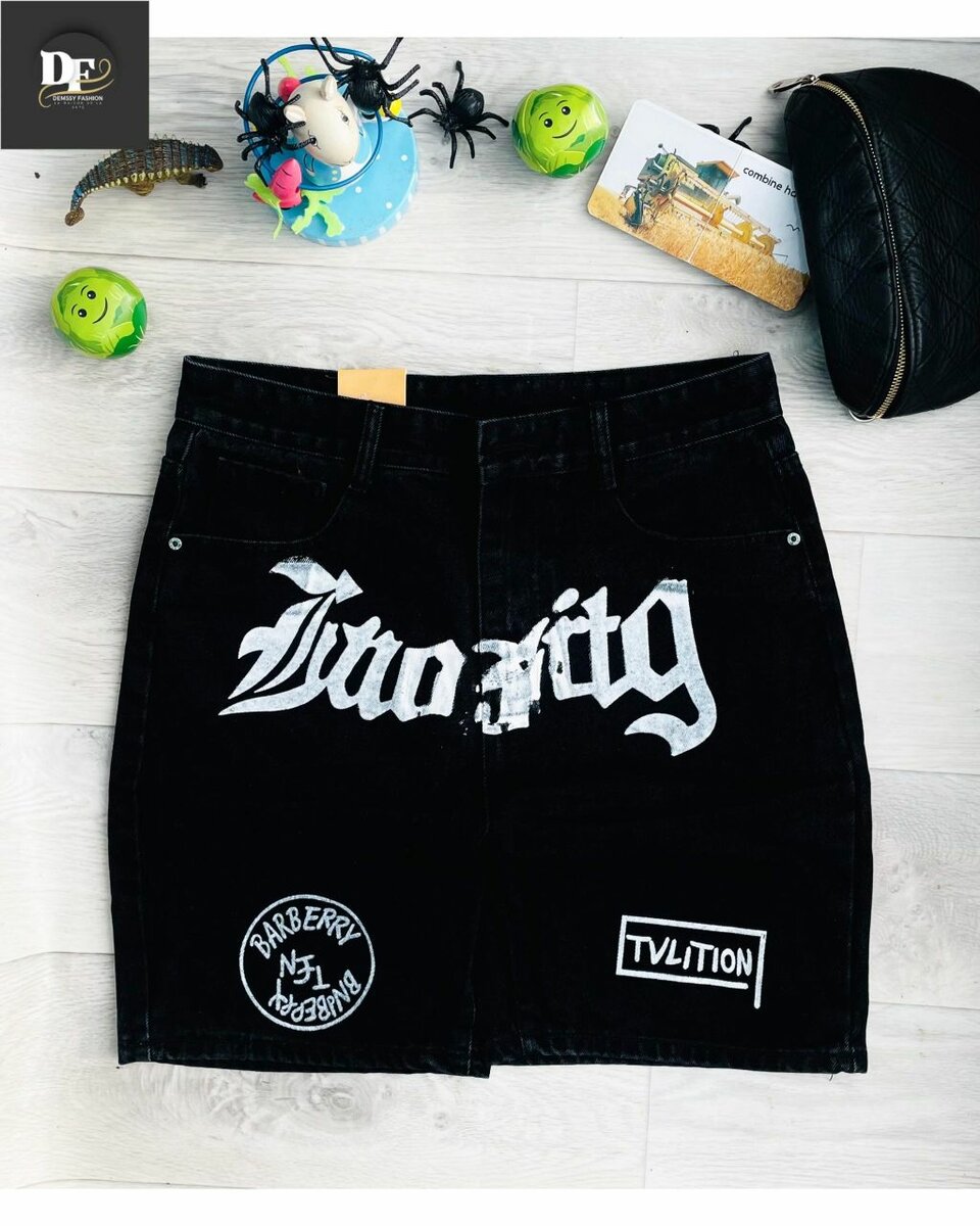 Shorts en jean noir décontracté