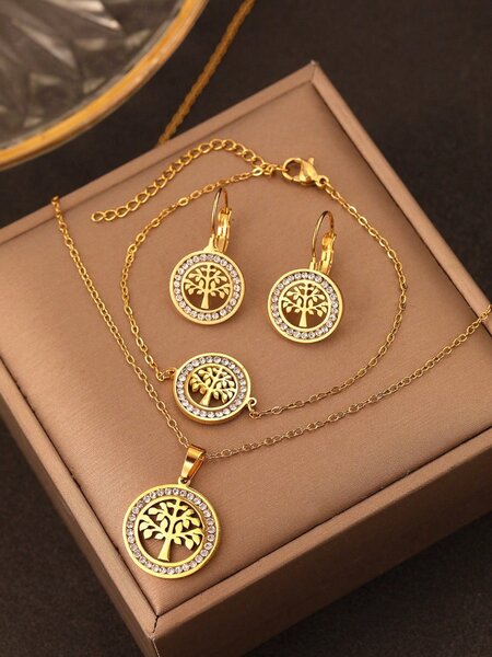 Set Bijoux Arbre de Vie Plaqué Or