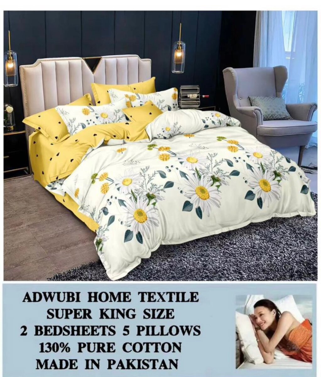 Cotton 2 bedsheets with 5 pillow cases