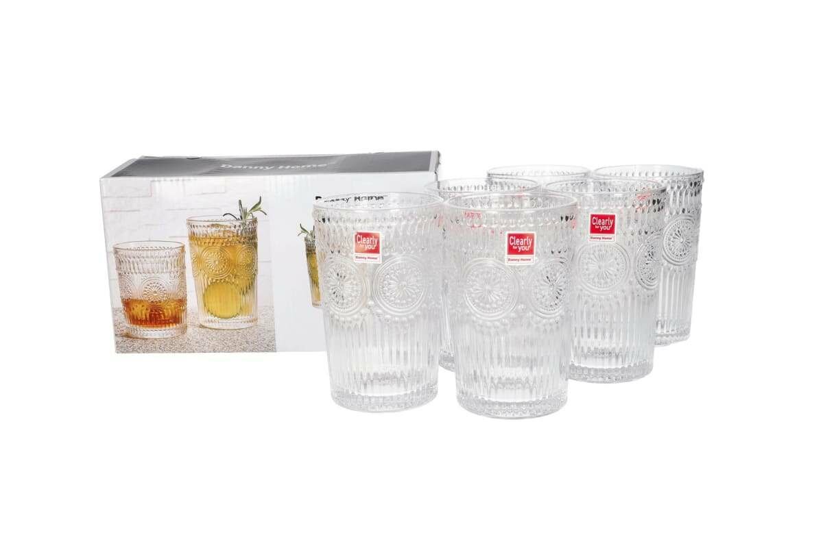 Embossed Water Glasses 6pcs 365ml
