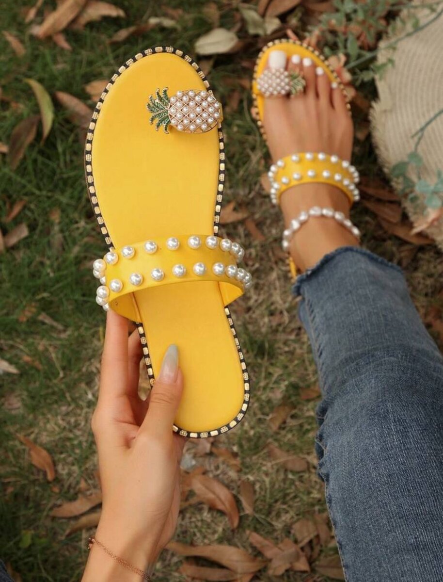 Pineapple Print Flip Flops