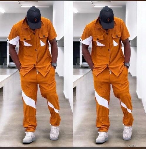 Costume décontracté orange homme