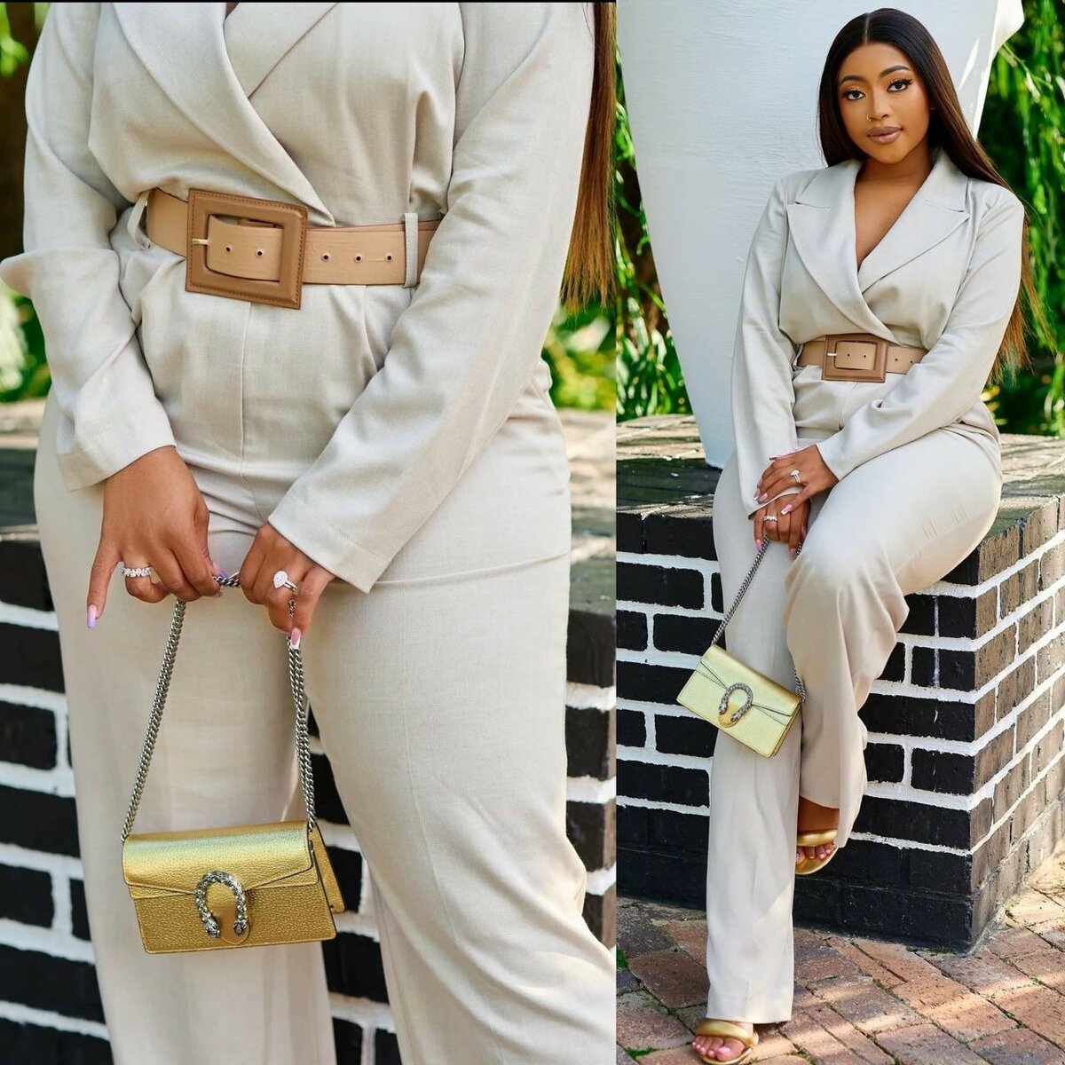 Combinaison élégante ceinturée