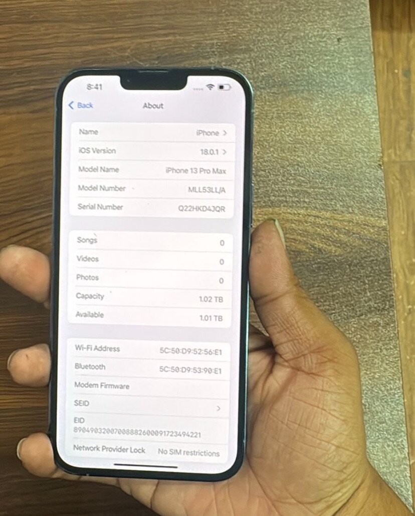 I phone 13 pro max 1TB Battery health 100% sealed water proo