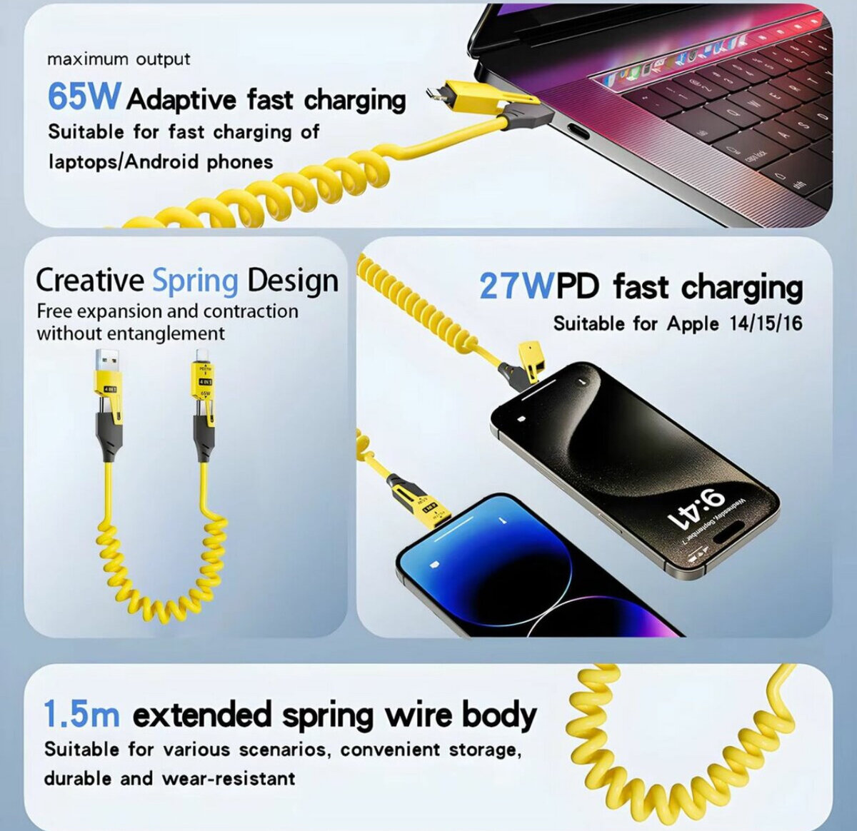65W 4-in-1 Fast Charging Cable