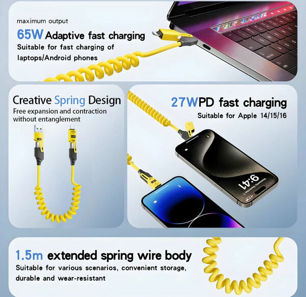 65W 4-in-1 Fast Charging Cable