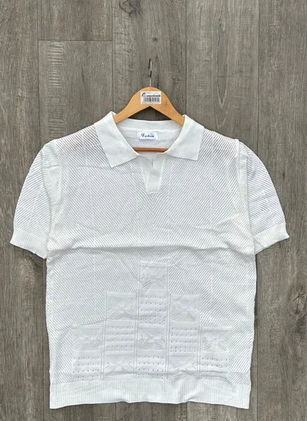 Polo à Maille Blanche Homme