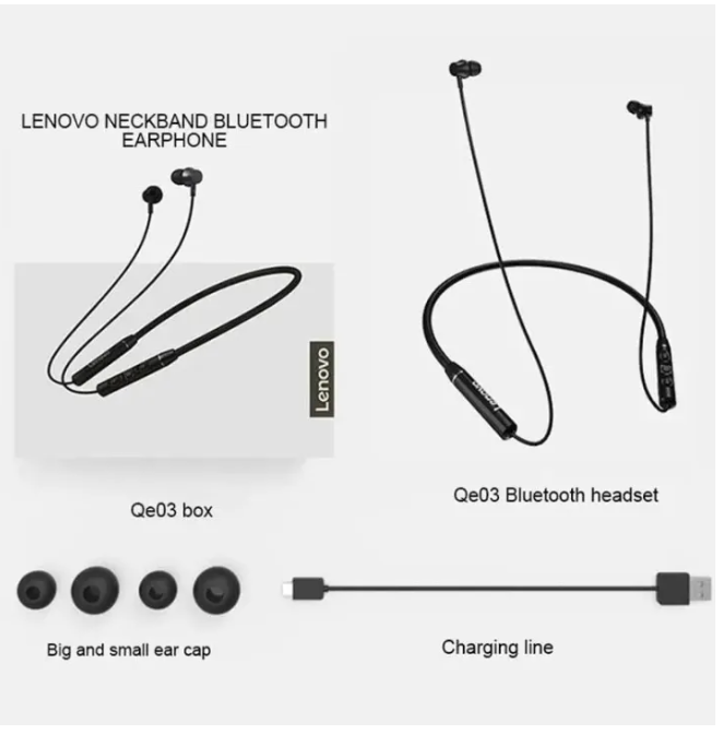 MG Earphones Lenovo QE03 Neckband Headset for Mobile Phones PC Tablet - Model QE03