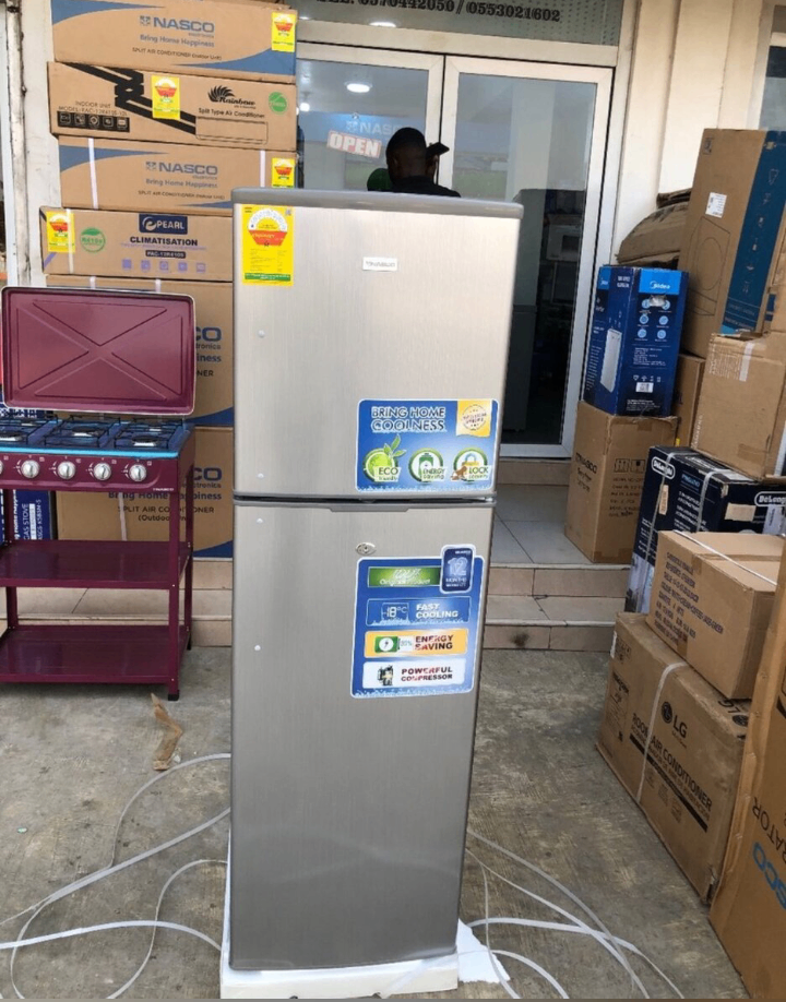 Standing fridge double door.