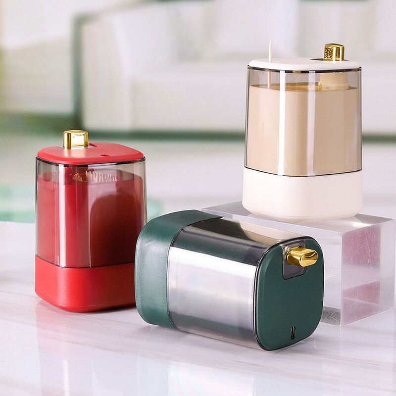 Self dispensing toothpick container with toothpicks