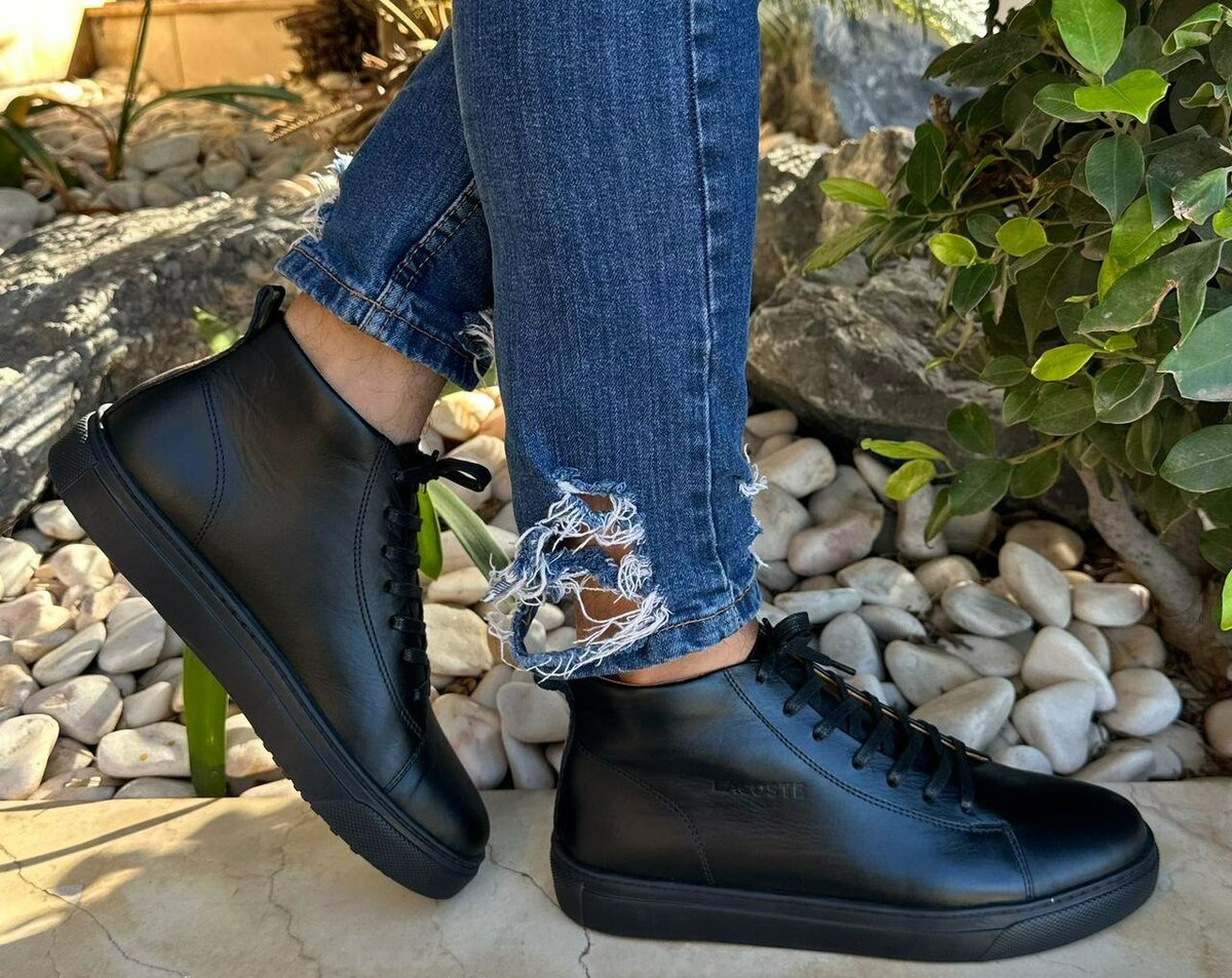 Baskets montantes en cuir noir