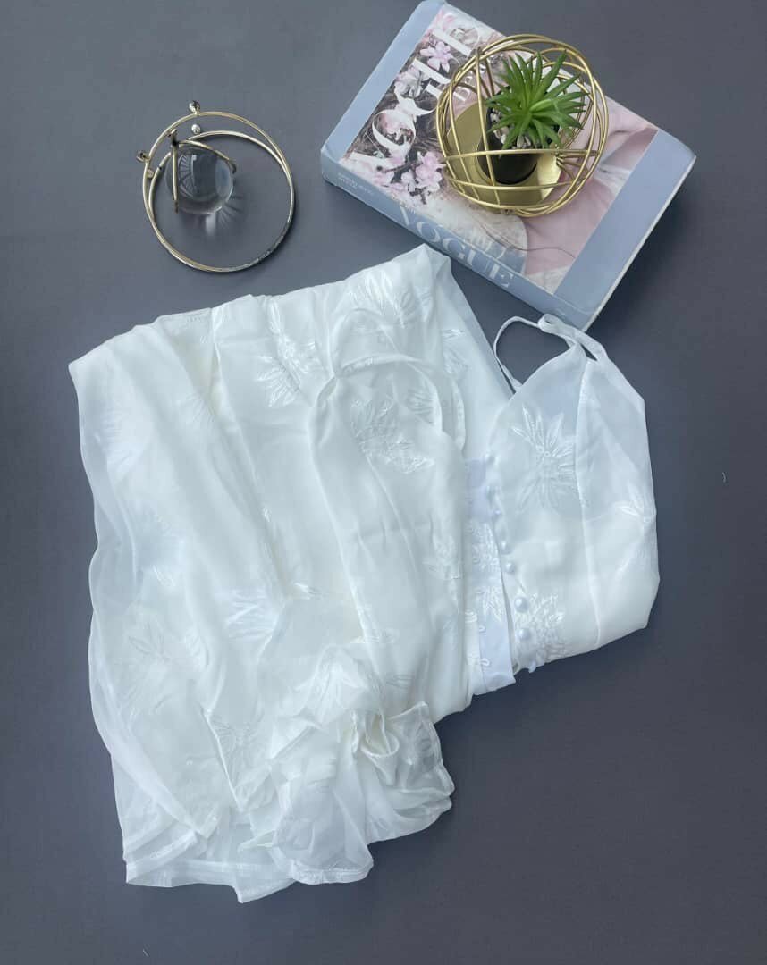 Stylish suspender embroidery dress