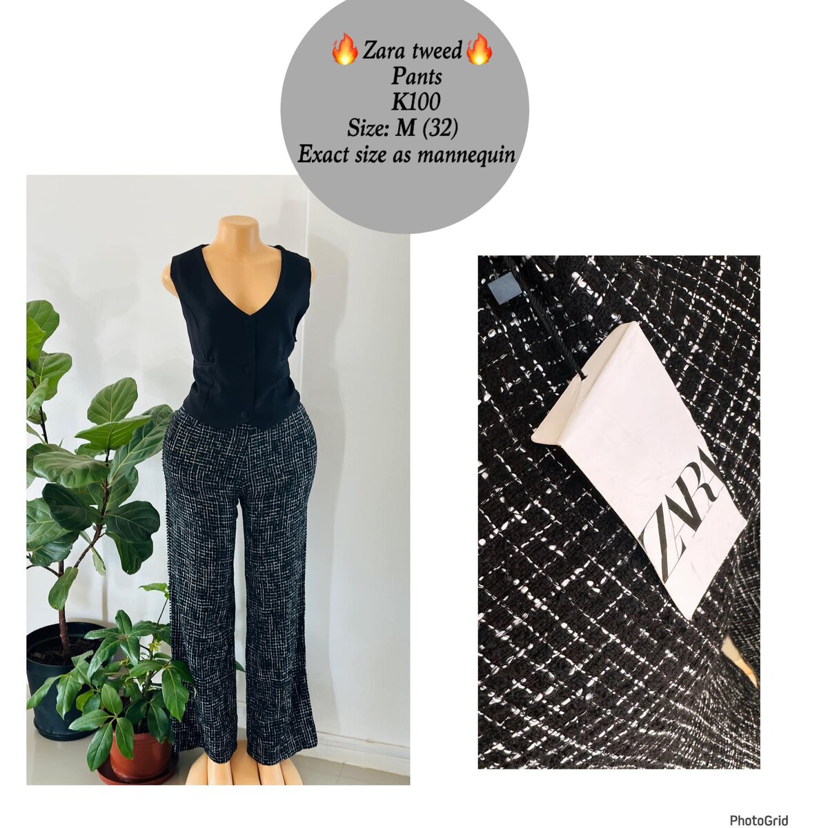 Women's tweed pants Zara in size M