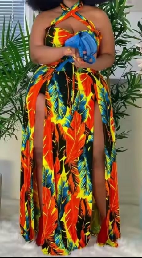 Robe Maxi Bohème Plume Femme