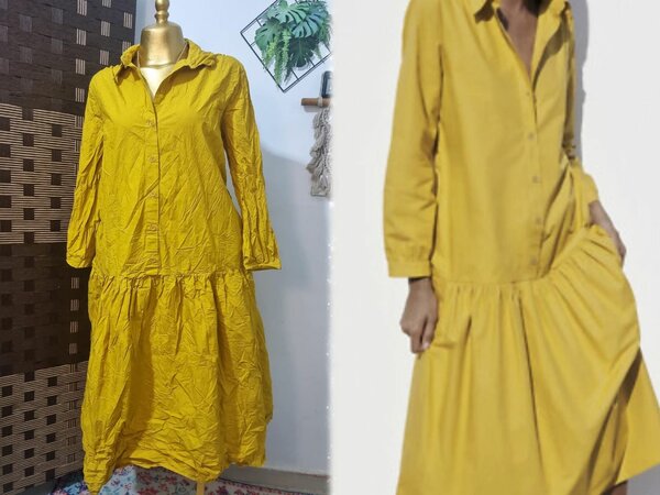 Robe chemise jaune élégante