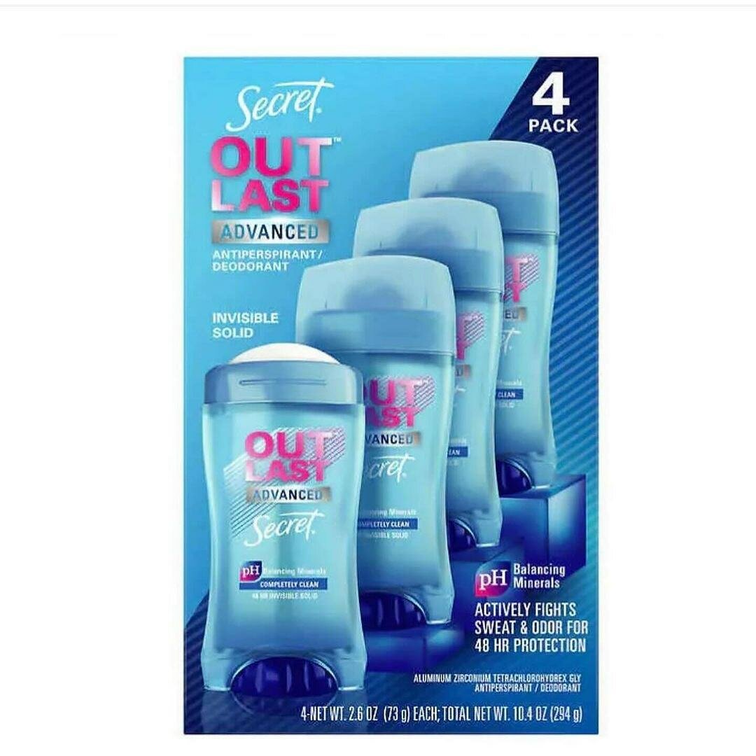 Secret Outlast Advanced Antiperspirant Deodorant 2.6 oz, 4pc