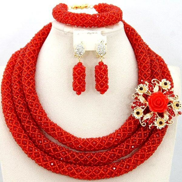 Set de Bijoux Perles Rouge