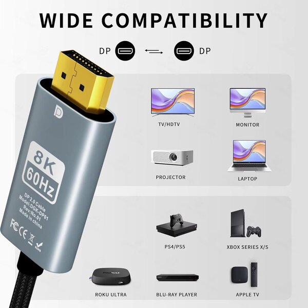 Câble Type-C DisplayPort 8K