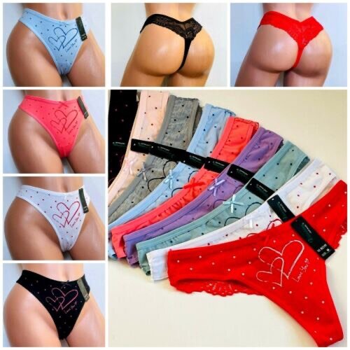 6 pieces cotton and lace panties