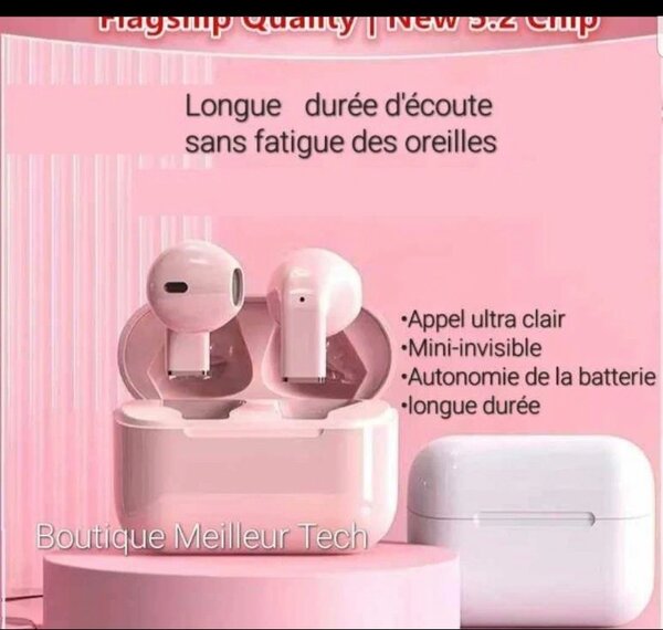 Écouteurs sans fil rose Bluetooth