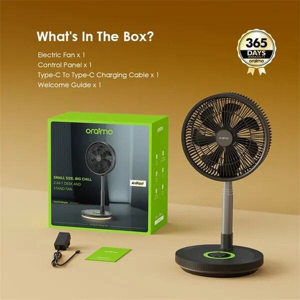 oraimo SmartFoldingFan 8 Wind Speeds Portable Folding Fan