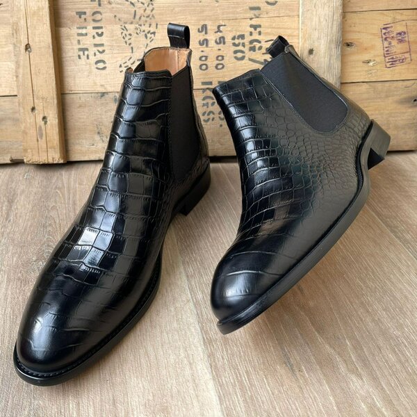 Bottines Chelsea en cuir croco